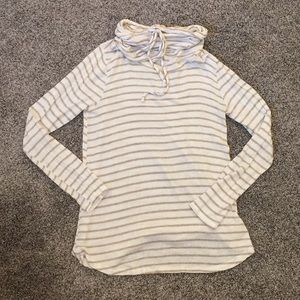 Ivory/Taupe Stripe Cowl Neck